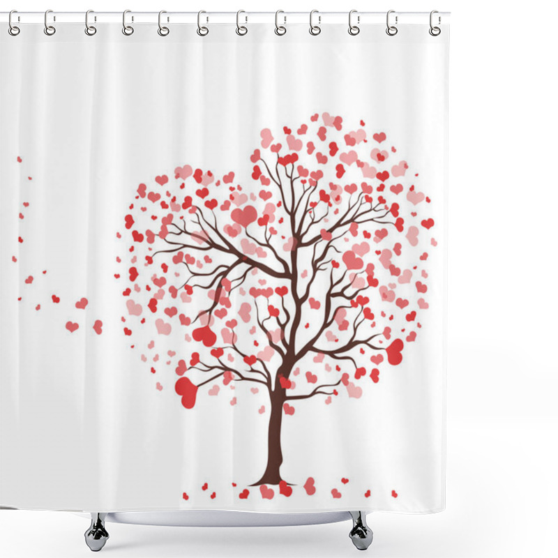 Personality  Tree With Leaves In The Shape Of Hearts Isolate On A White Background. Vector Graphics Shower Curtains