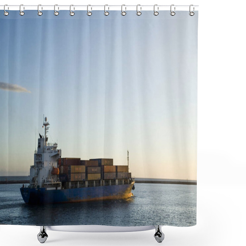 Personality  The Container Ship Sailing On The Sea In Kaohsiung, Taiwan. Shower Curtains