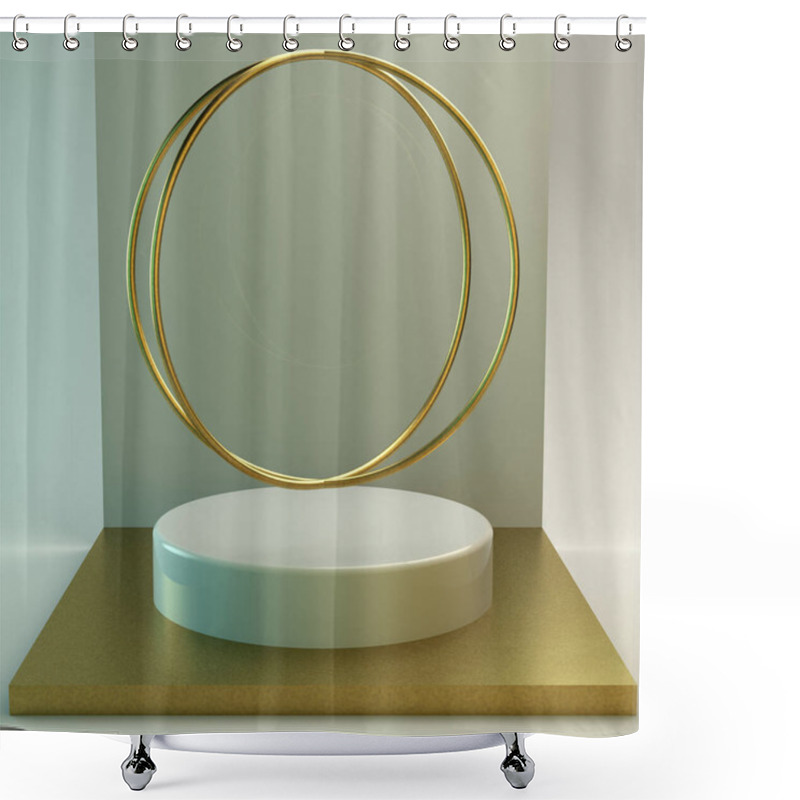 Personality  Scene With Geometric Simple Shapes. Golden Podium, Soft Light. 3d Illustration Shower Curtains