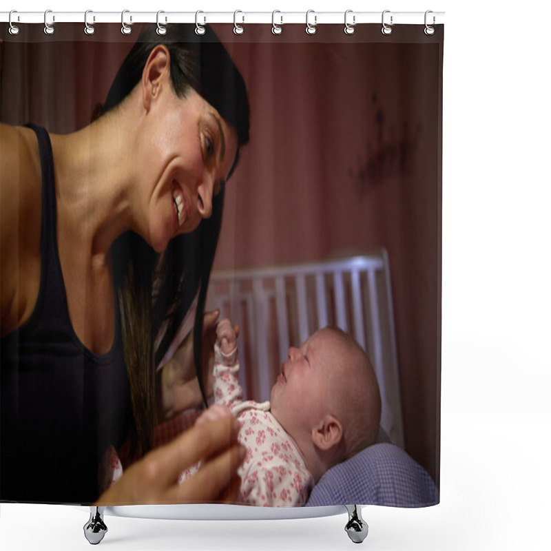 Personality  Mother Comforting Crying Baby Shower Curtains