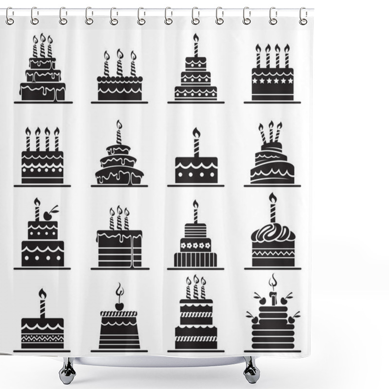 Personality  Birthday Cake Set Shower Curtains