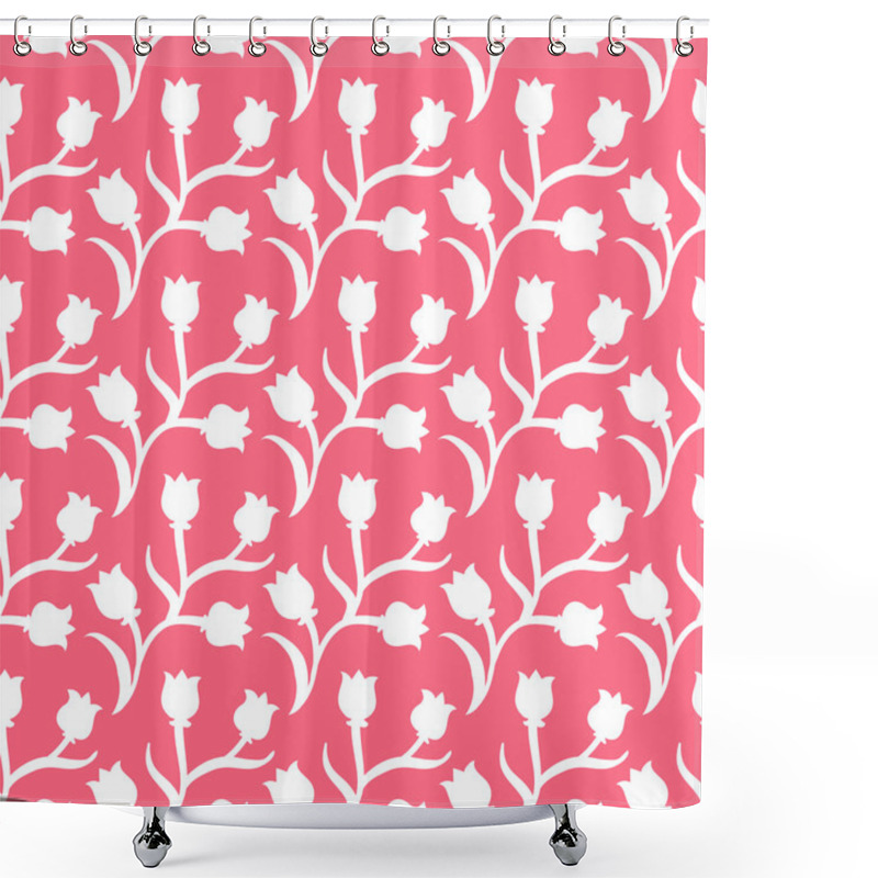 Personality  Ditsy Floral Pattern With Small White Tulips Shower Curtains