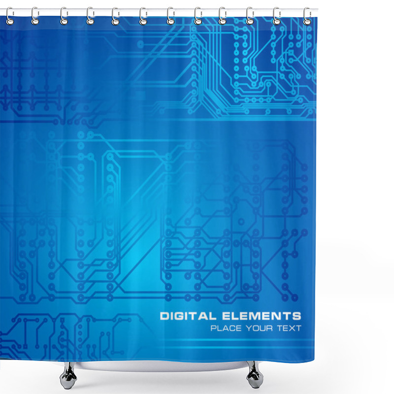 Personality  Blue Circuit Board Background Shower Curtains