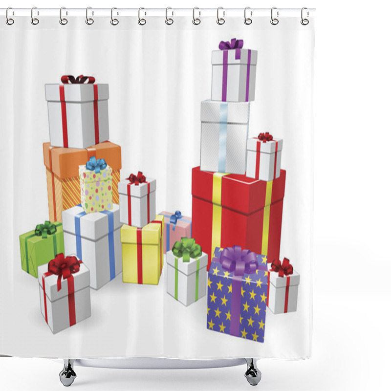 Personality  Stacks Of Presents Concept Shower Curtains