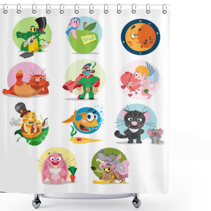 Personality  Set Of Cartoon Characters Shower Curtains