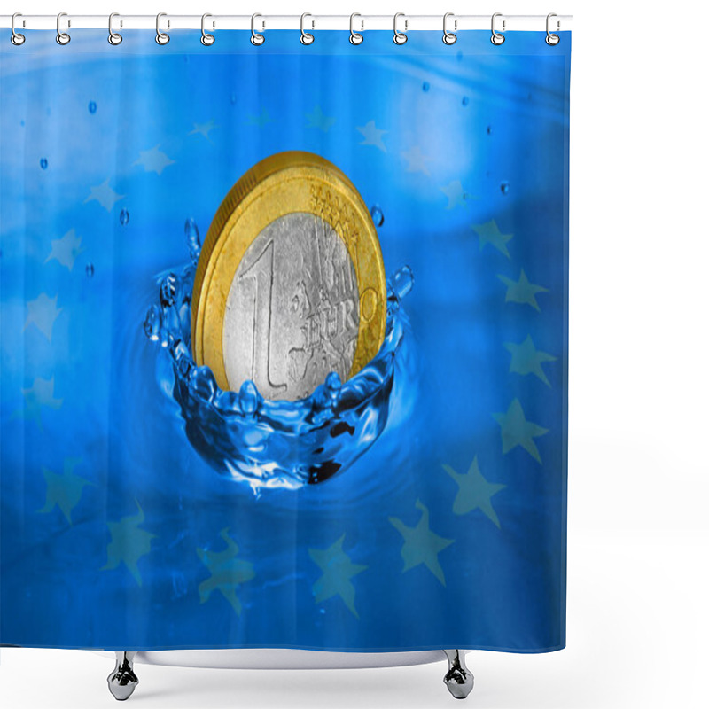 Personality  Euro Coin Falling To The Water Shower Curtains