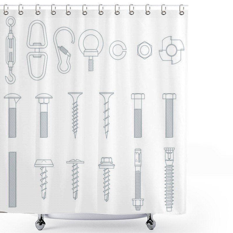 Personality  Seamless Nuts And Bolts Shower Curtains