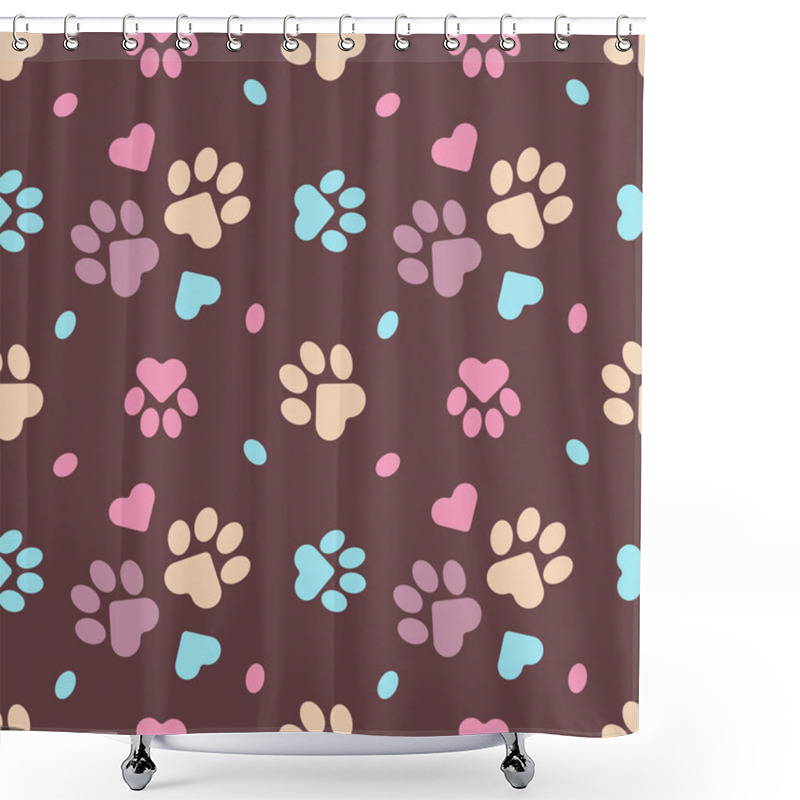 Personality  Paws Of A Cat, Dog, Puppy. Seamless Pink Animal Footprint Pattern For Bedding, Fabrics, Backgrounds, Websites, Postcards, Baby Prints, Wrapping Paper. Shower Curtains