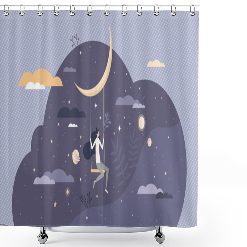 Personality  Dreaming With Sweet Night Dreams As Bedtime Relax Sleep Tiny Person Concept Shower Curtains