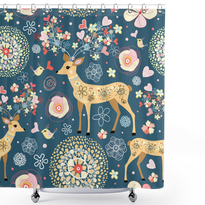 Personality  Texture Is Fabulous Flower Deer Shower Curtains