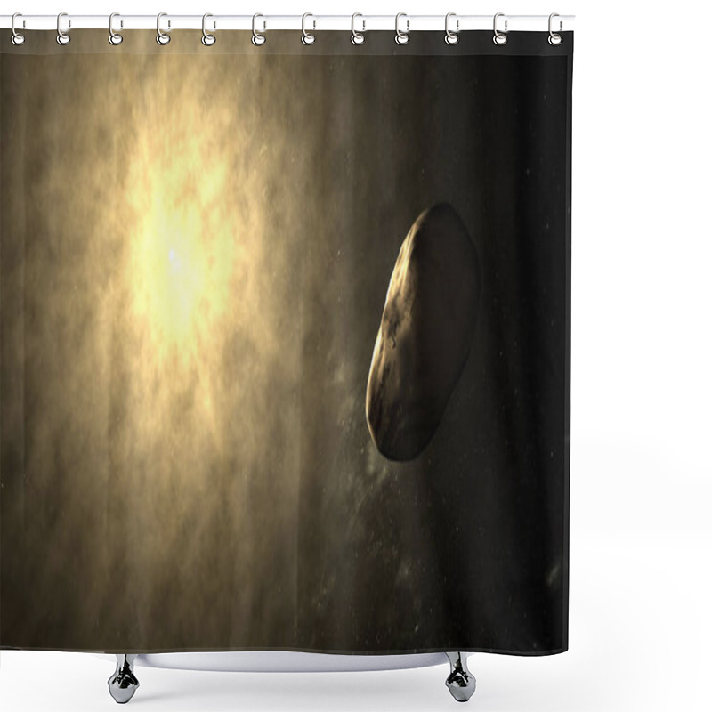 Personality  Styx Orbiting In The Outer Space With Solar Atmosphere At Background Shower Curtains