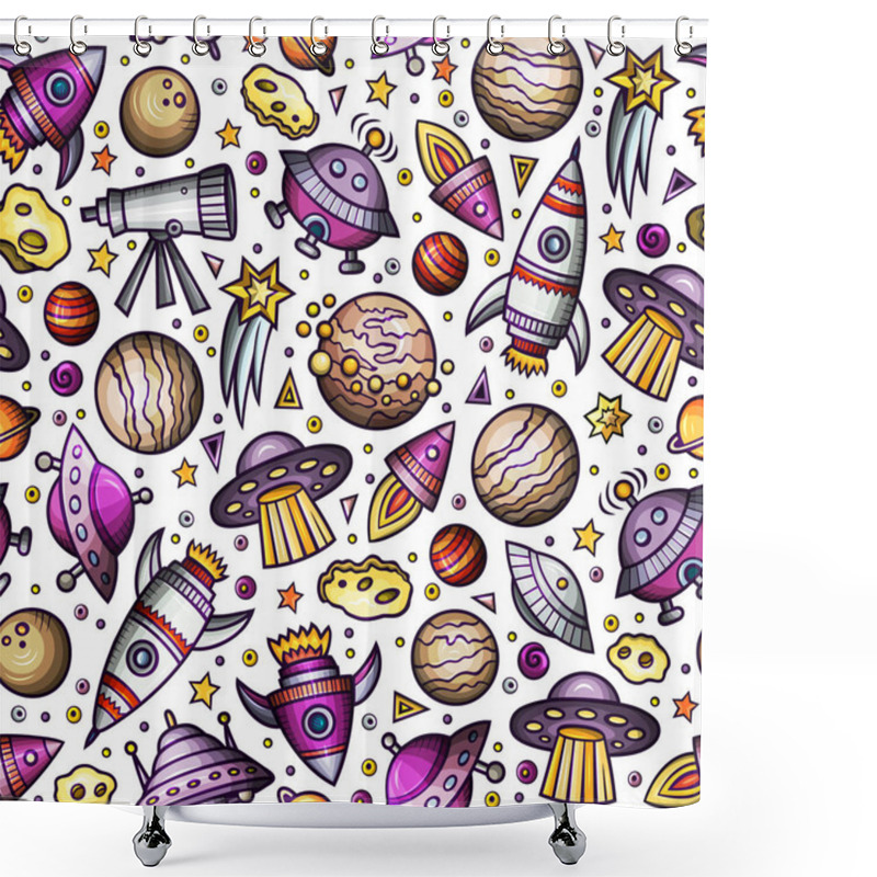 Personality  Cartoon Hand-drawn Space, Planets Seamless Pattern Shower Curtains