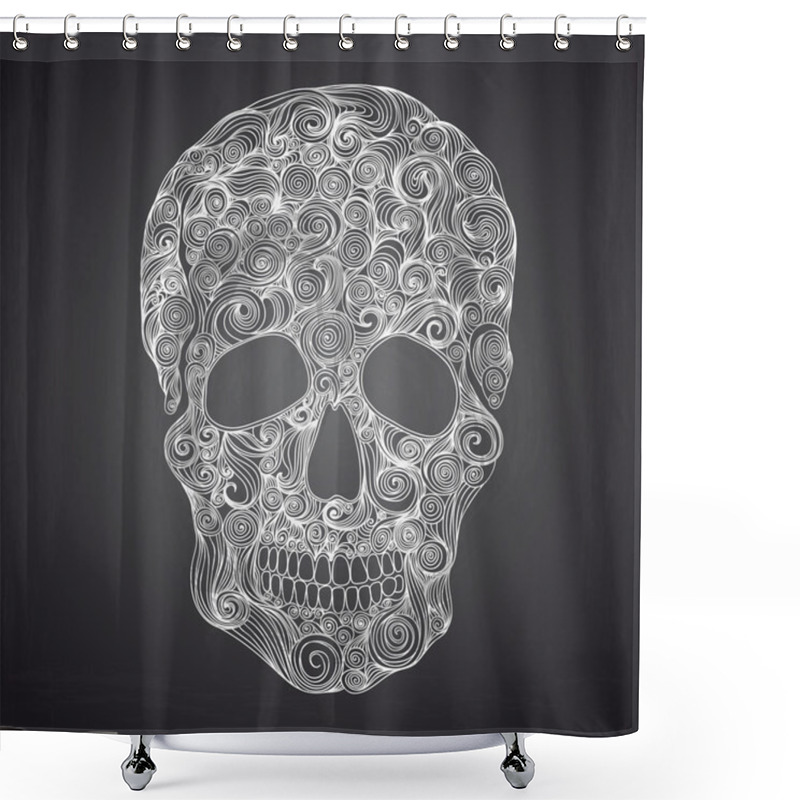 Personality  Vector Illustration With Hand Drawn Skull. Shower Curtains