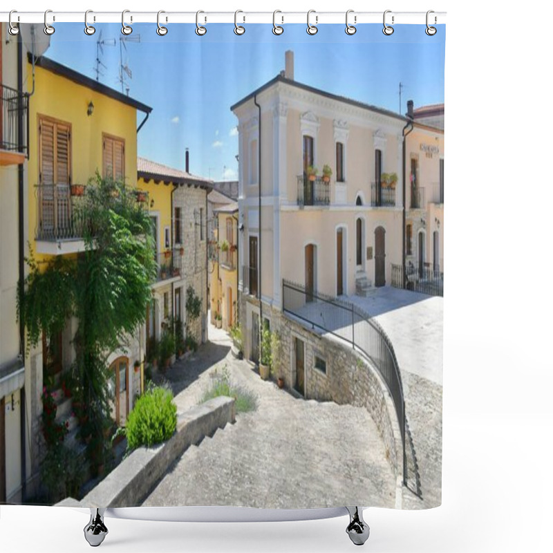 Personality  A Narrow Street Between The Old Houses Of Pietrelcina A Village In The Province Of Benevento, Italy. Shower Curtains