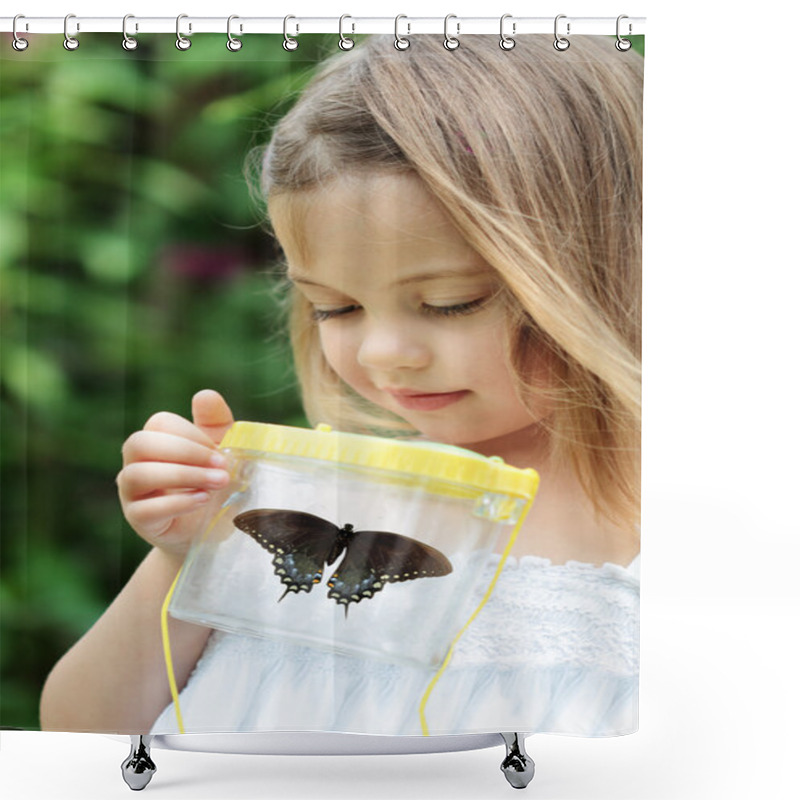 Personality  Child Capturing Butterflies Shower Curtains