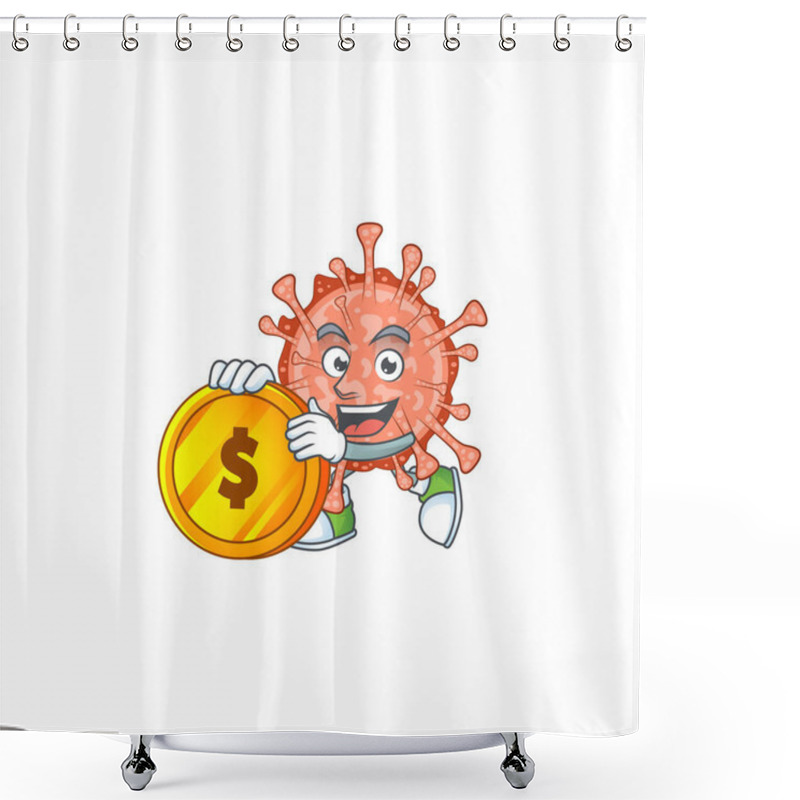 Personality  Mascot Cartoon Character Style Of Bulbul Coronavirus Showing One Finger Gesture Shower Curtains