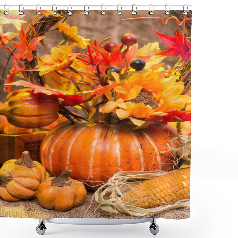 Personality  Still Life Autumn Harvest, Pumpkins And Mushrooms Shower Curtains