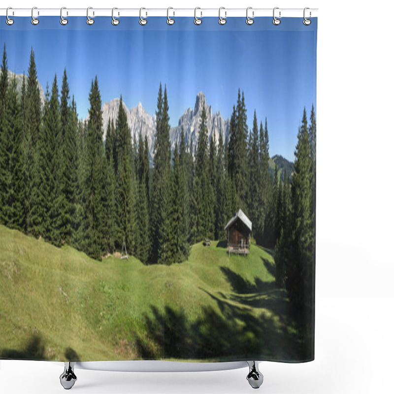 Personality  Chalet In The Forest Shower Curtains