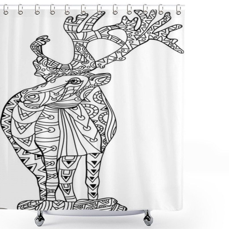 Personality  Christmas Northern Deer. Christmas Greeting Card Design. Shower Curtains