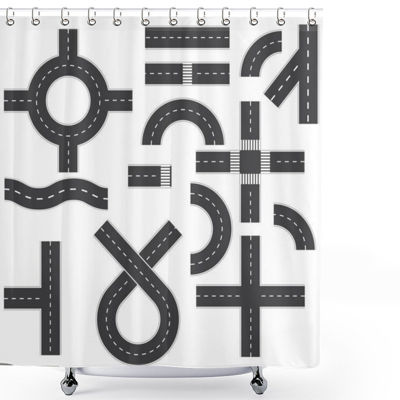 Personality  Road Elements Vector Illustration Isolated On White Background Shower Curtains