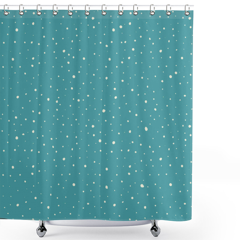 Personality  Seamless Pattern Hand Drawn White Snow Flakes On Blue, Simple Winter Background. Design For Holiday Greeting Cards And Invitations Of The Merry Christmas And Happy New Year, Winter Holidays. Shower Curtains