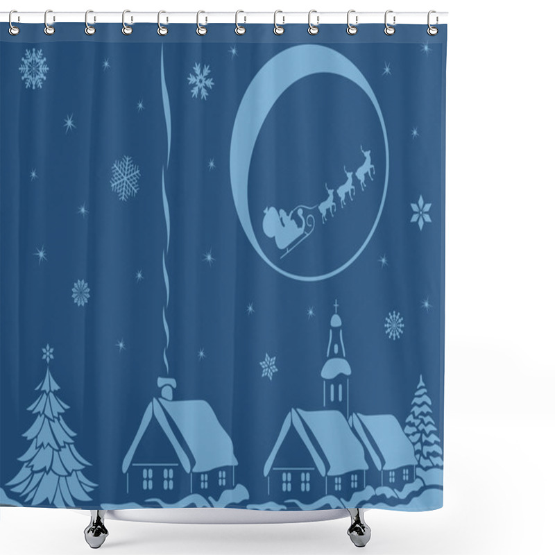 Personality  Village In Christmas Night Shower Curtains