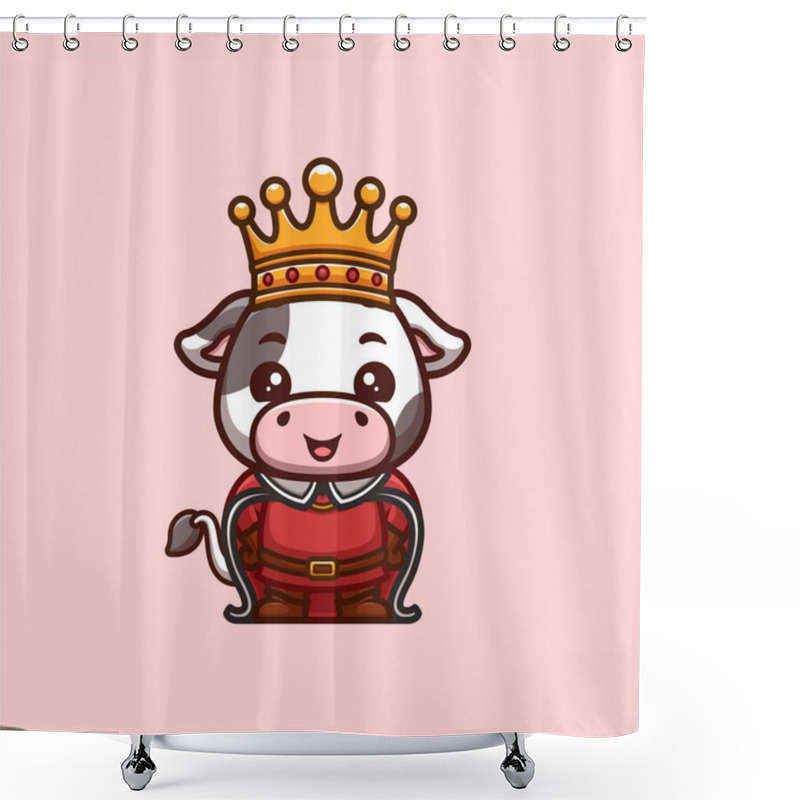 Personality  Cow King Cute Creative Kawaii Cartoon Mascot Logo Shower Curtains