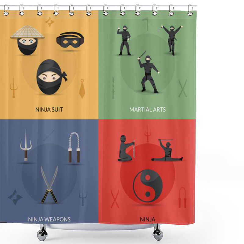 Personality  Ninja Icons Set Shower Curtains