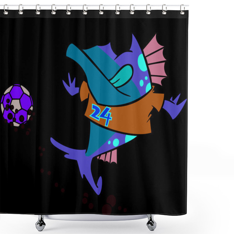 Personality  Cartoon Soccer Fish Shower Curtains