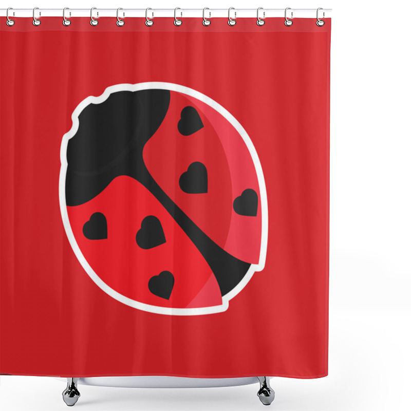 Personality  Ladybird With Hearts On Wings Shower Curtains