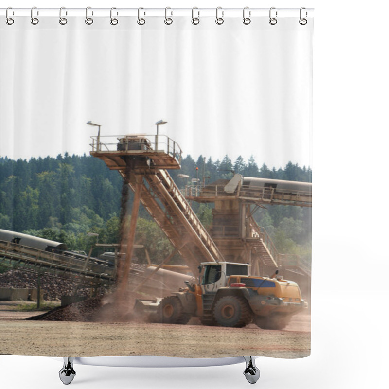 Personality  Loaders On The Conveyor Belt Shower Curtains