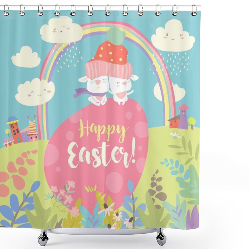 Personality  Easter Bunnies And Easter Egg Shower Curtains