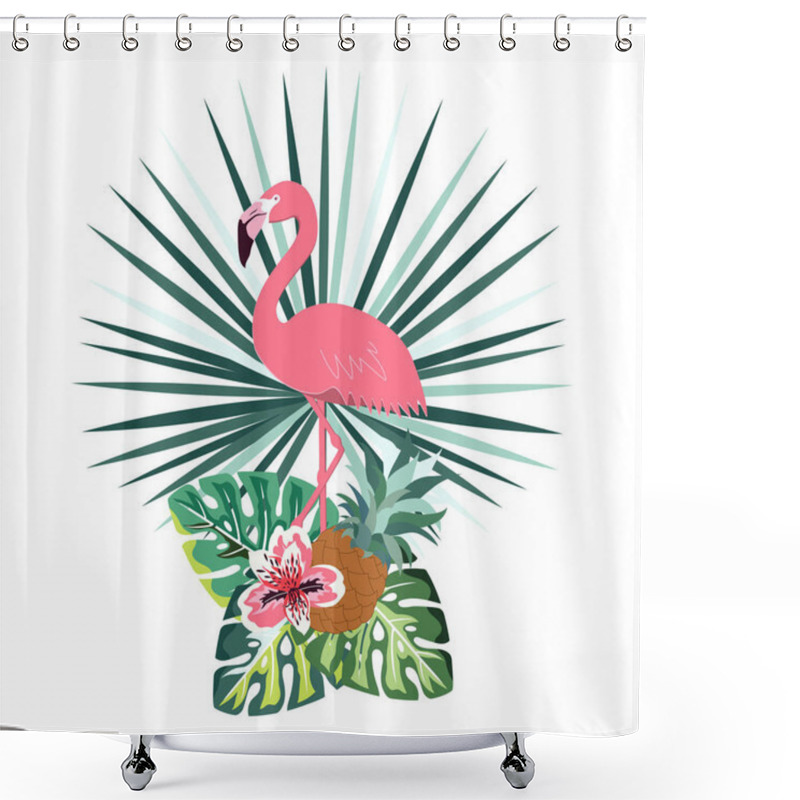 Personality  Summer Flamingo Banner Shower Curtains