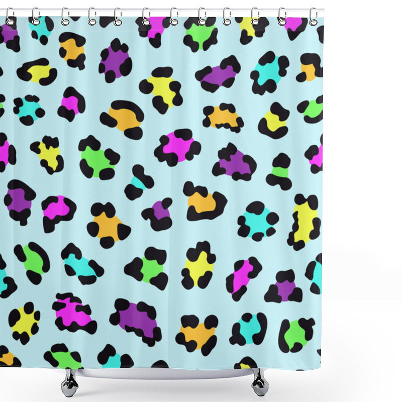 Personality  Rainbow Leopard Seamless Pattern. Rainbow Leopard Spots Pattern. Animal Spots, Animal Print, Rainbow Spots. Good For Fabric, Textile, Wallpaper, Coat, Fashion, Etc.  Shower Curtains