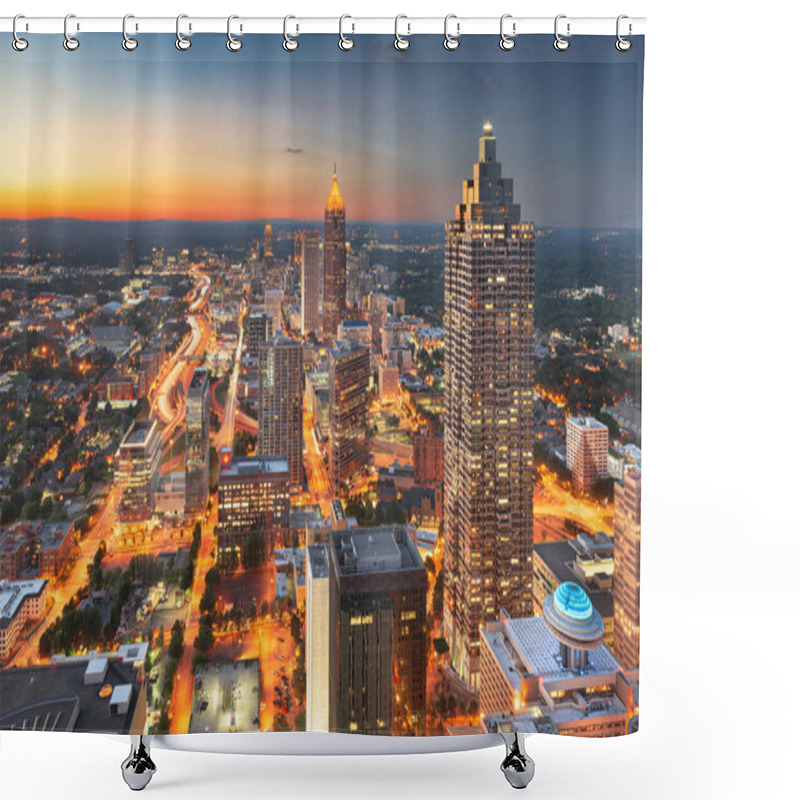 Personality  Atlanta, Georgia, USA Downtown Skyline At Dusk. Shower Curtains