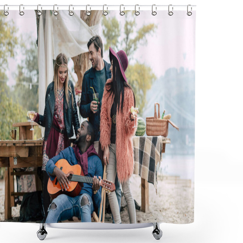 Personality  Happy Young People At Picnic Shower Curtains