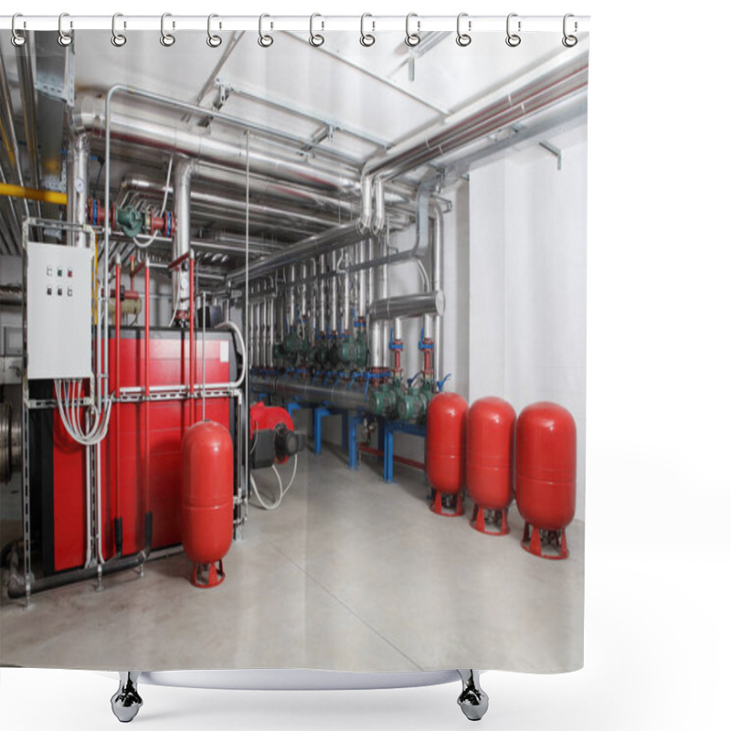 Personality  Central Heating And Cooling System Control In A Boiler Room Shower Curtains