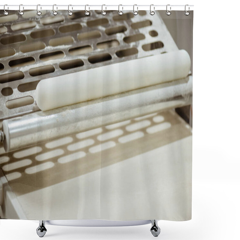 Personality  Close-up Shot Of Industrial Dough Roller Shower Curtains