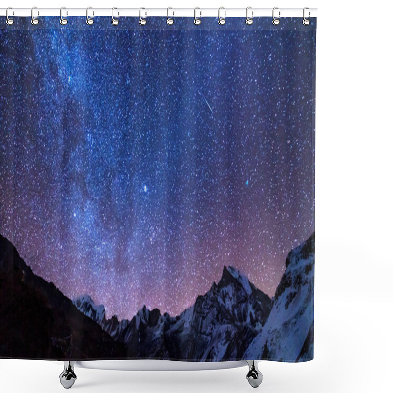 Personality  Milky Way And Mountains. Amazing Scene With Himalayan Mountains And Starry Sky At Night In Nepal. Rocks With Snowy Peak And Sky With Stars. Annapurna Range. Night Landscape With Bright Milky Way Shower Curtains