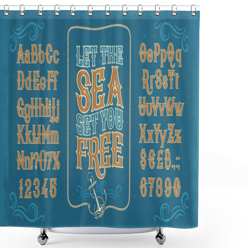 Personality  White Serif Font, Alphabet, Numbers And Symbols Shower Curtains