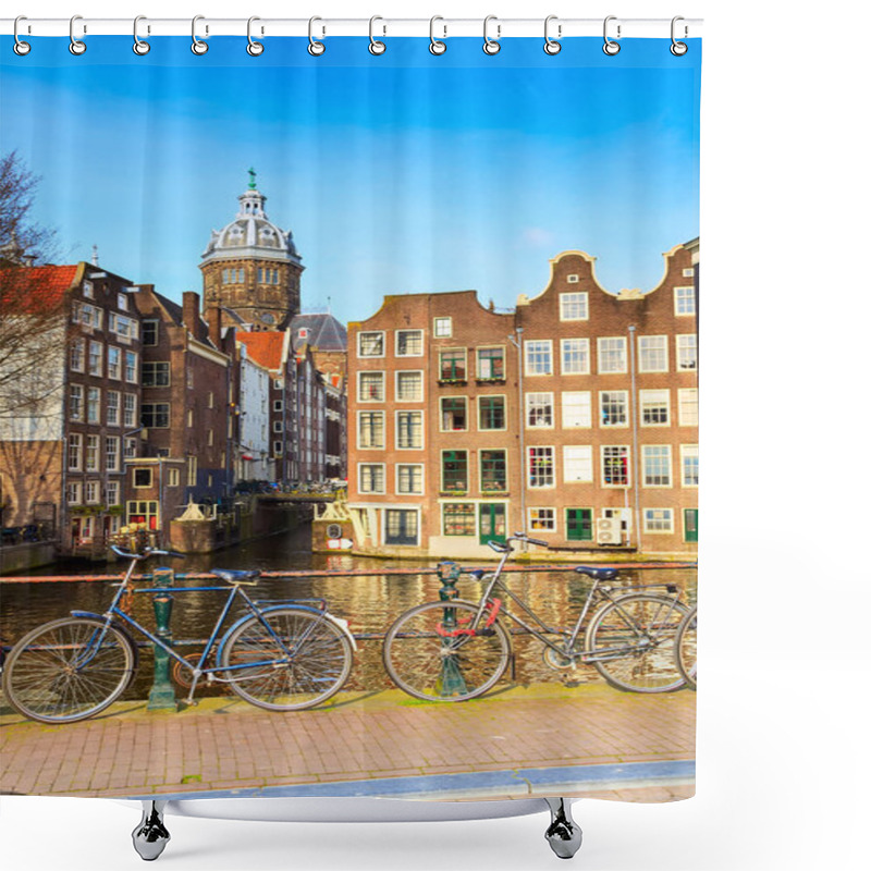 Personality  Houses, Canal, Bridge In Amsterdam, Netherlands Shower Curtains