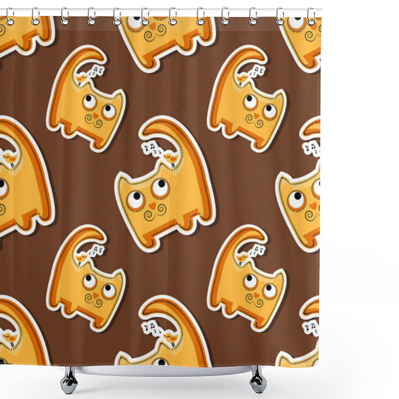 Personality  Vector Seamless Pattern With Cats Shower Curtains