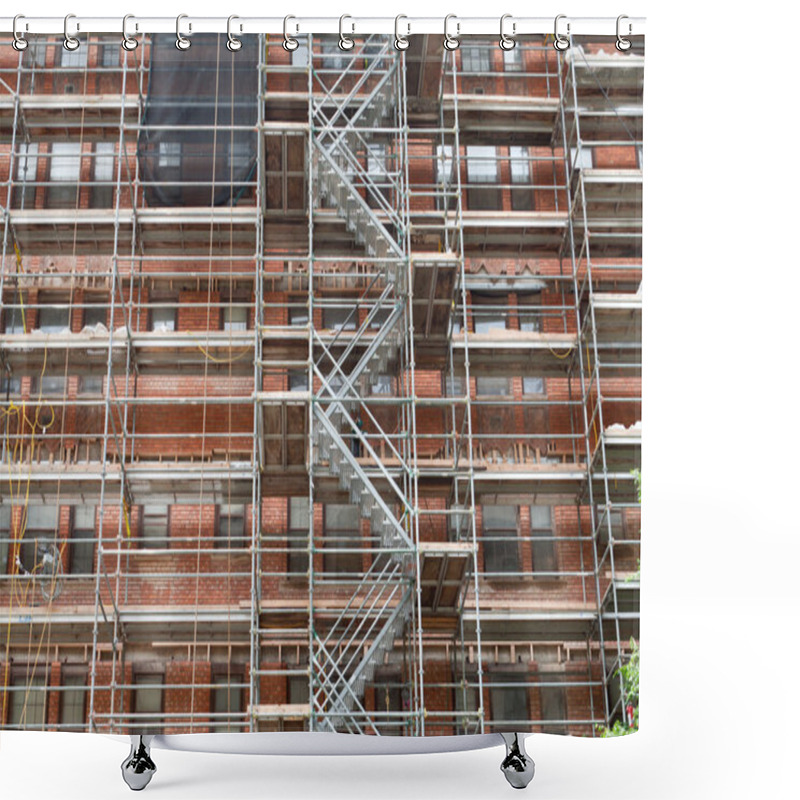 Personality  Scaffolding Old Brick Building Under Renovation Shower Curtains