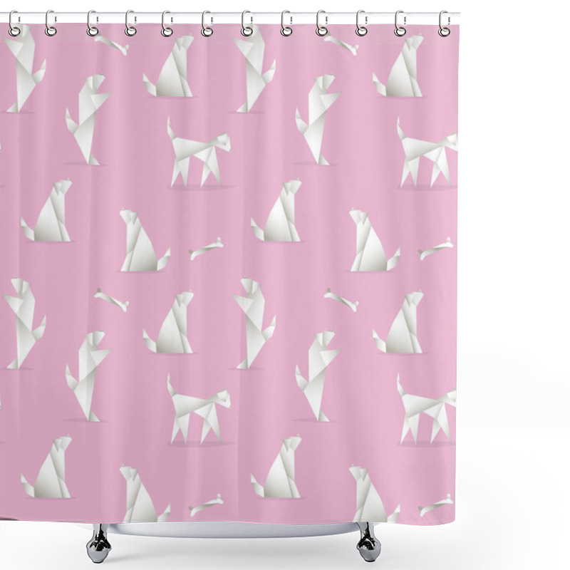 Personality  Seamless Pattern With Dogs, Made In The Style Of Origami. Shower Curtains