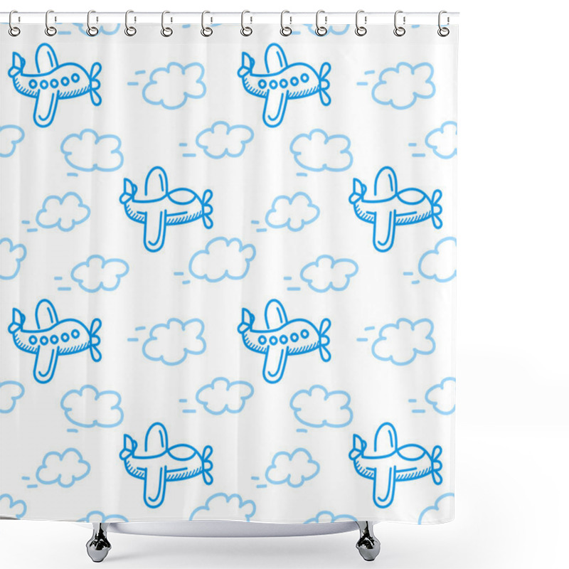 Personality  Airplanes Seamless Pattern Vector. Shower Curtains