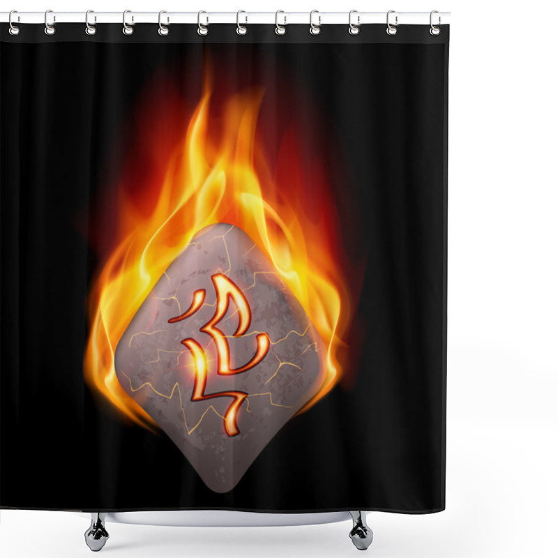 Personality  Burning Stone With Magic Rune Shower Curtains