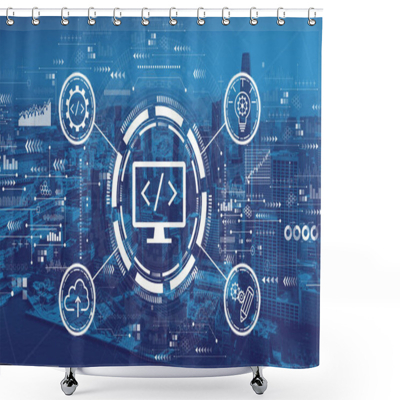 Personality  Web Development Concept With Downtown San Francisco Shower Curtains