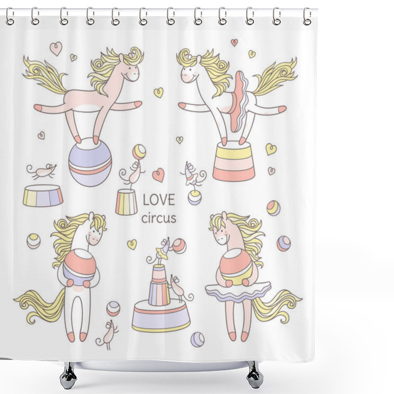 Personality  Little Horse Girls And Mice  Shower Curtains