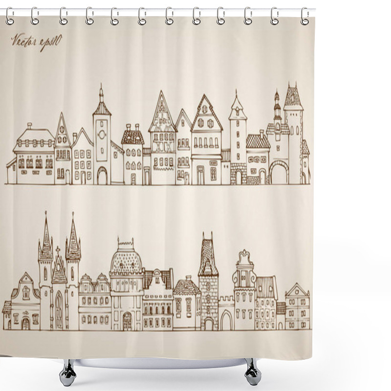 Personality  City Street Doodle Collage Shower Curtains