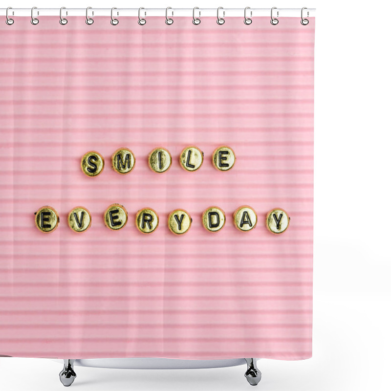 Personality  SMILE EVERYDAY Beads Text Typography Shower Curtains